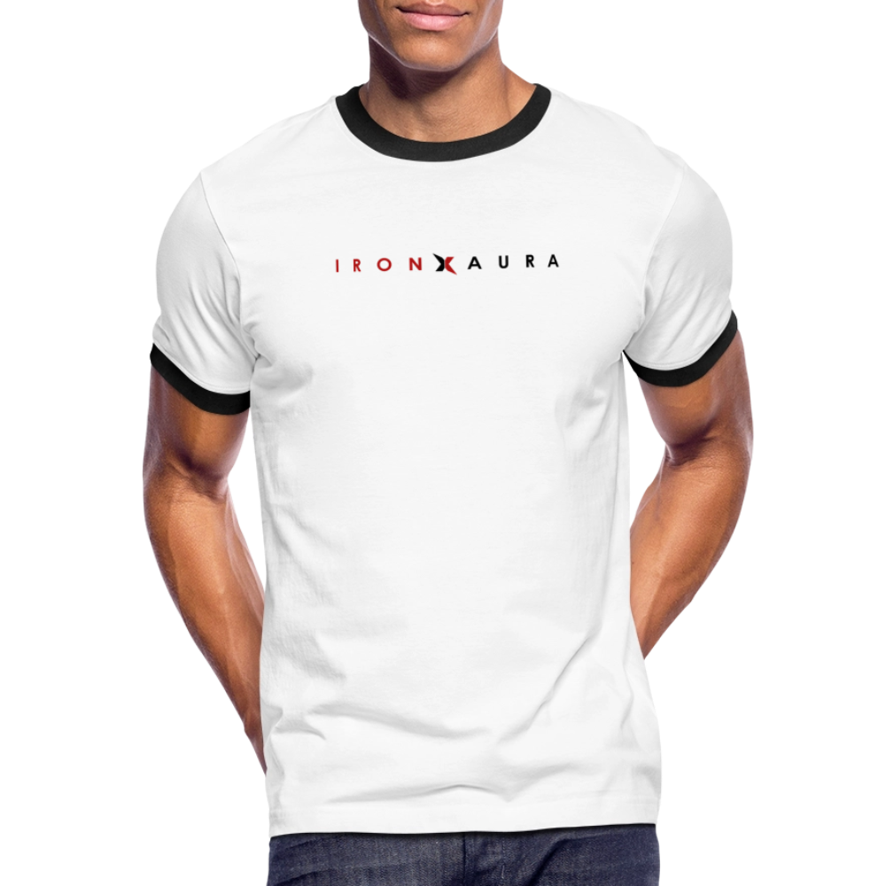 IronXAura RetroRings Ringer Tee – Black Vintage Cotton Contrast Tee - white/black