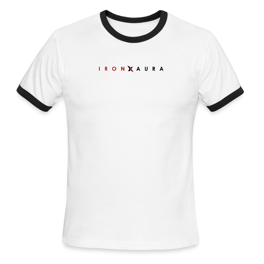 IronXAura RetroRings Ringer Tee – Black Vintage Cotton Contrast Tee - white/black