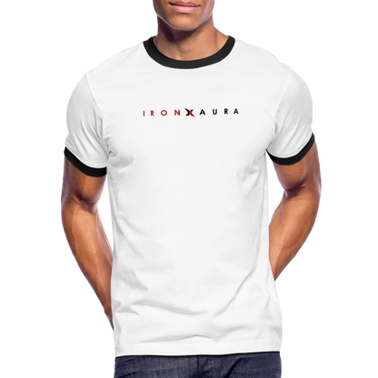 IronXAura RetroRings Ringer Tee – Black Vintage Cotton Contrast Tee - white/black