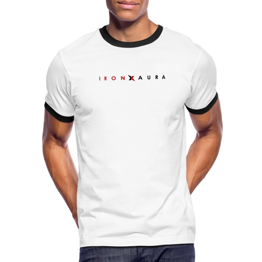 IronXAura RetroRings Ringer Tee – Black Vintage Cotton Contrast Tee - white/black
