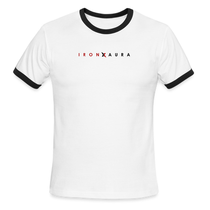 IronXAura RetroRings Ringer Tee – Black Vintage Cotton Contrast Tee - white/black