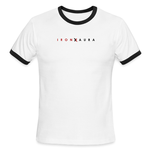 IronXAura RetroRings Ringer Tee – Black Vintage Cotton Contrast Tee - white/black