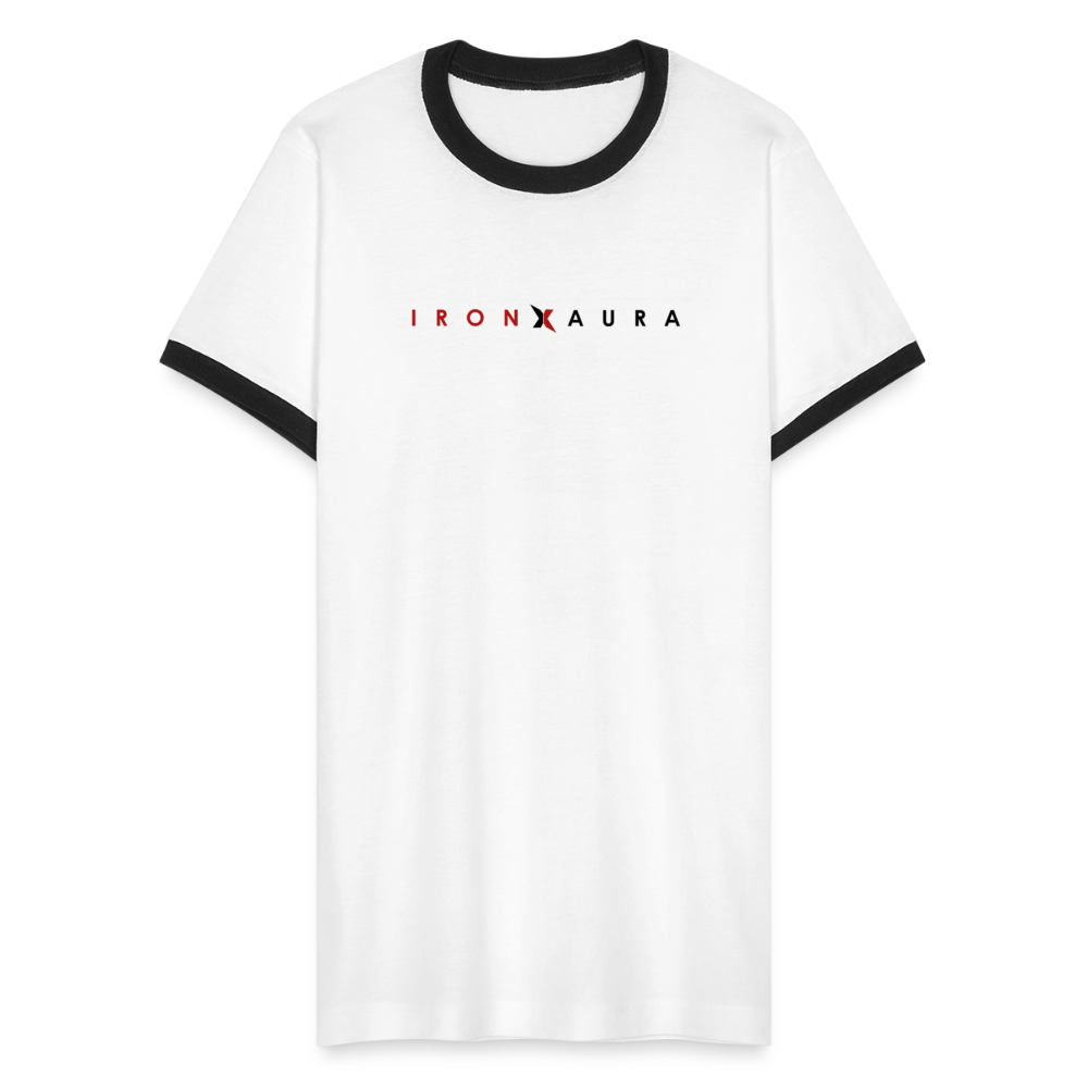 IronXAura RetroRings Ringer Tee – Black Vintage Cotton Contrast Tee - white/black