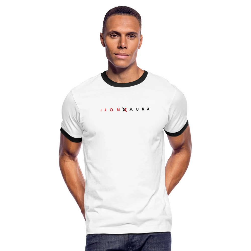 IronXAura RetroRings Ringer Tee – Black Vintage Cotton Contrast Tee - white/black