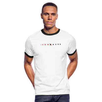 IronXAura RetroRings Ringer Tee – Black Vintage Cotton Contrast Tee - white/black