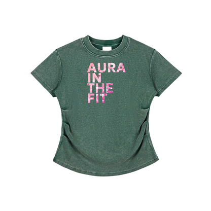 IronXAura Vintage Wash Bodycon Tee – 100% Cotton, 280 GSM
