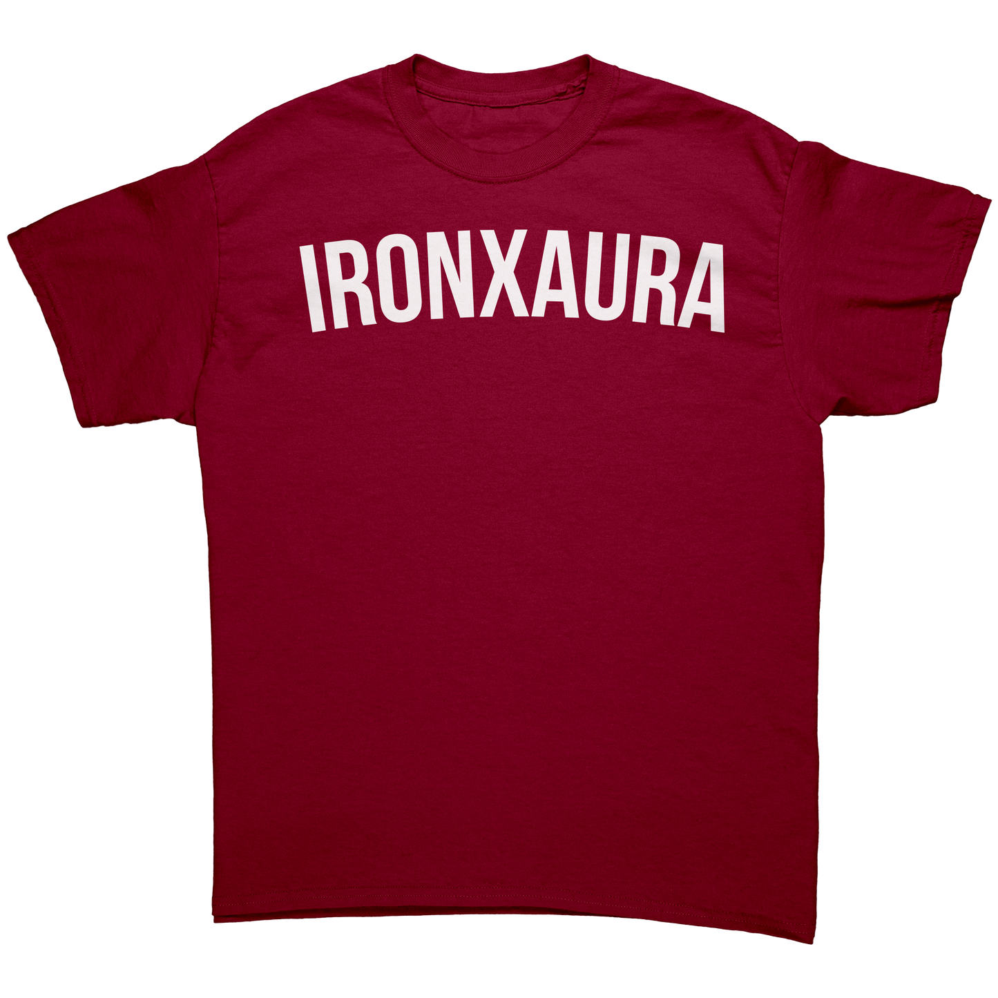 IronXAura_Classic_Fit_Cotton_T-Shirt_Cardinal_Red_Front_Mockup.png