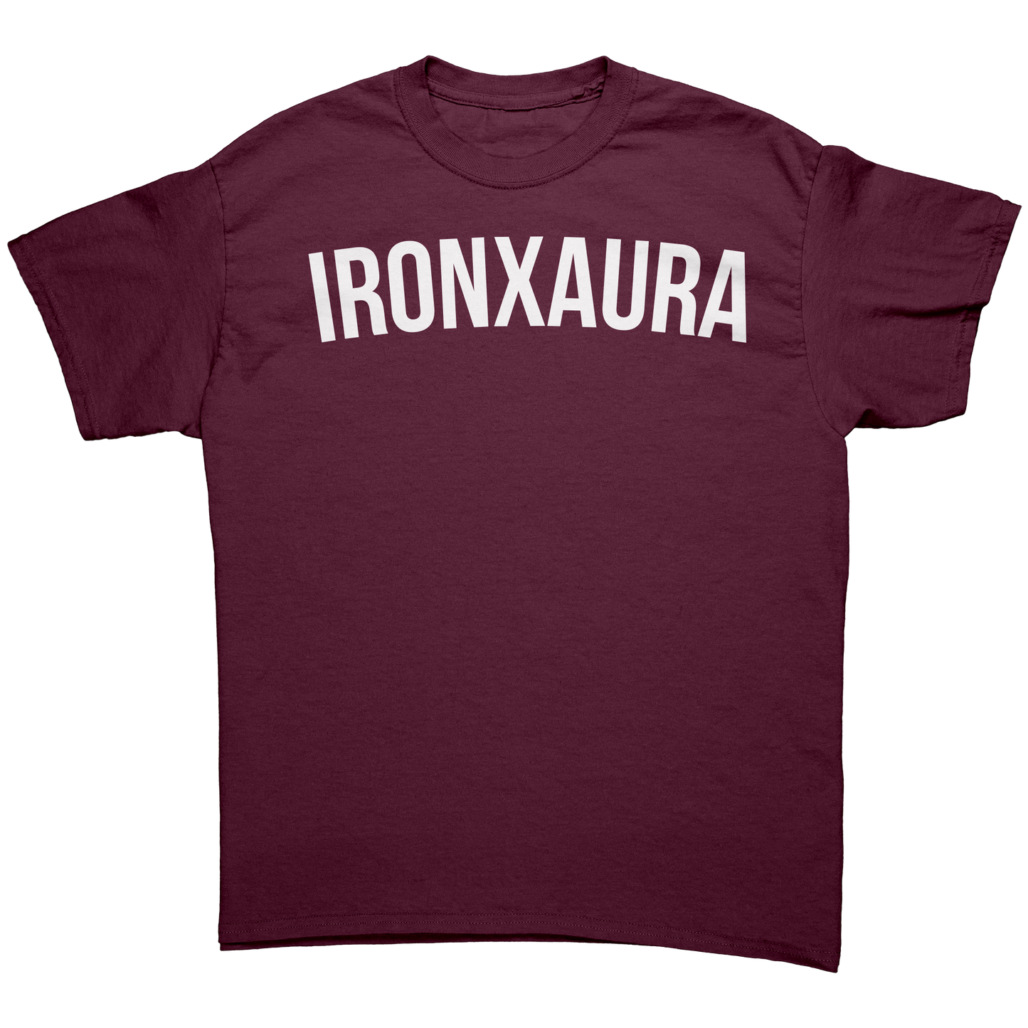 IronXAura_Classic_Fit_Cotton_T-Shirt_Maroon_Front_Mockup.png