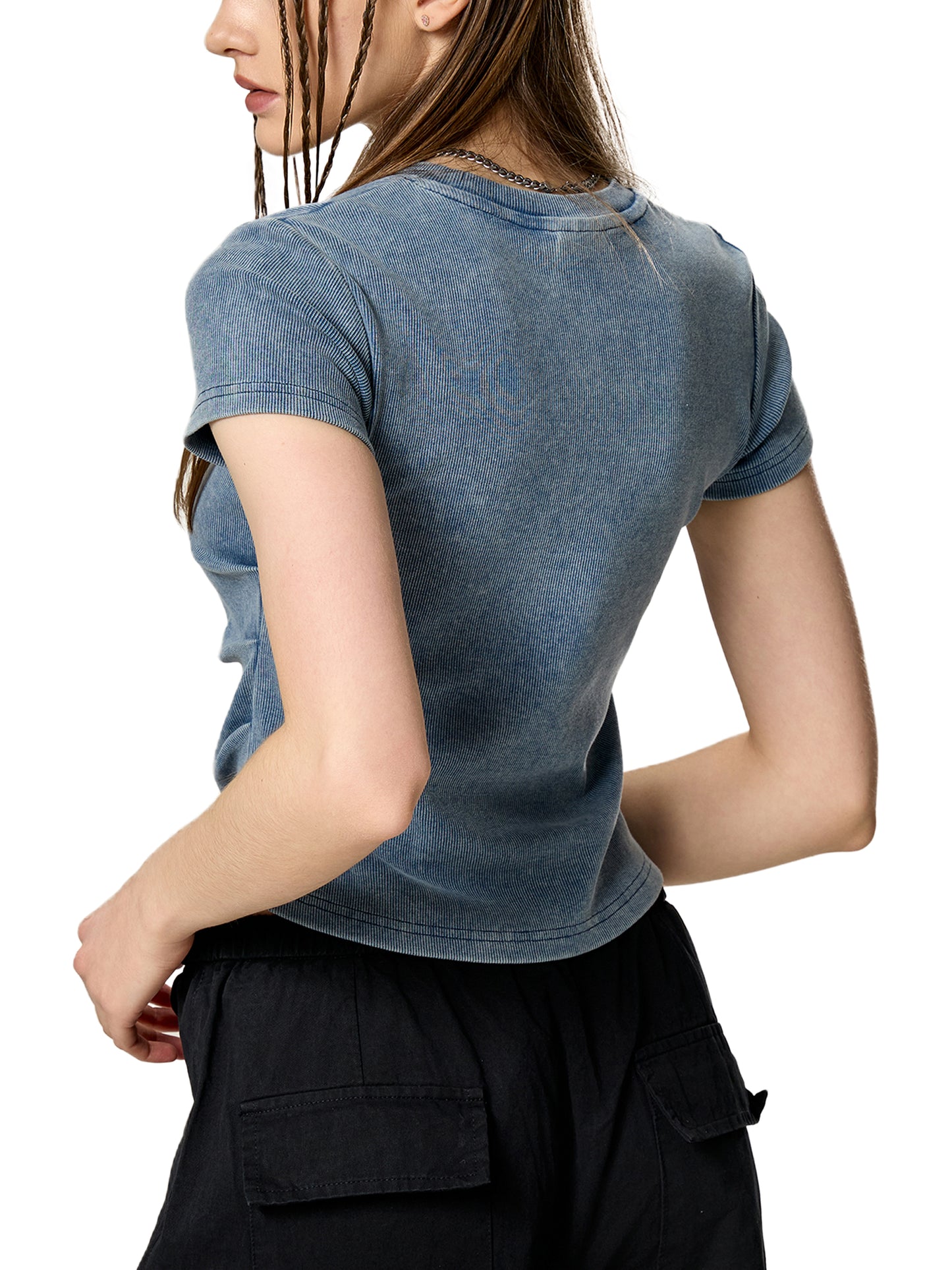 IronXAura Vintage Wash Bodycon Tee – 100% Cotton, 280 GSM
